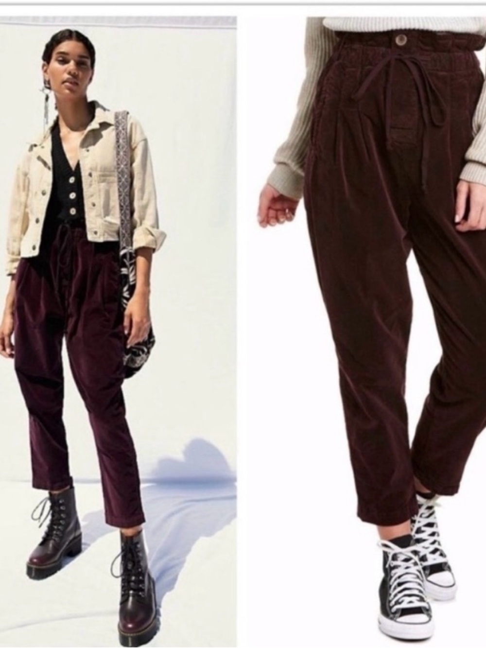 Free People Corduroy Paperbag trouser Olive green